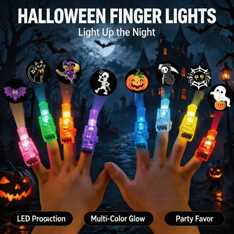Halloween LED Finger Projection Lights – Party Favor Sets