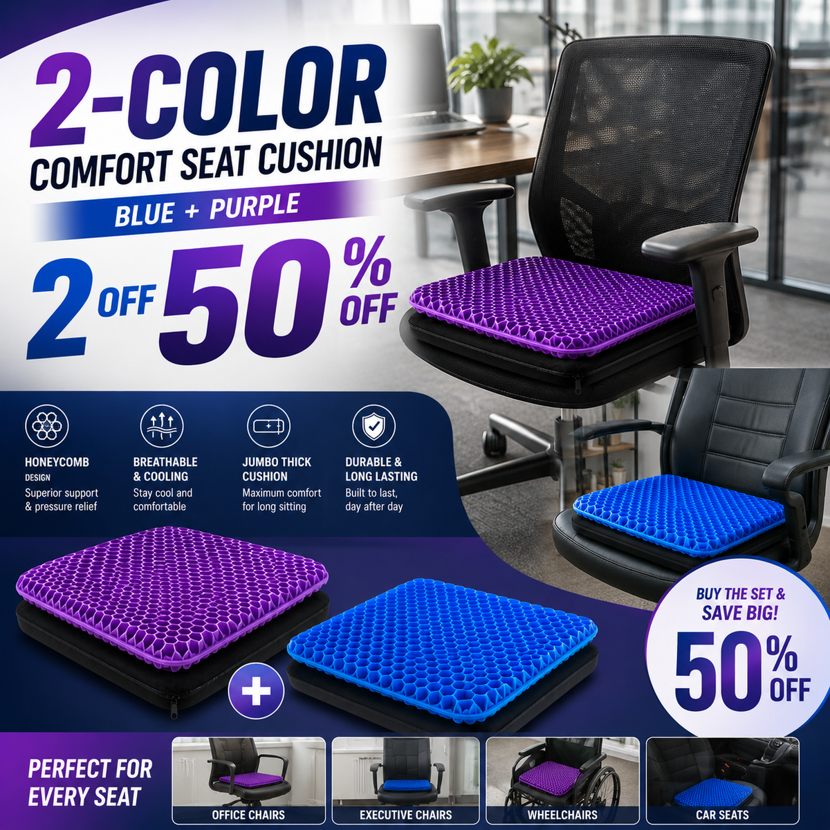 ComfortCore™ – Ergonomic Silicone Seat Cushion – Relief You Can Feel