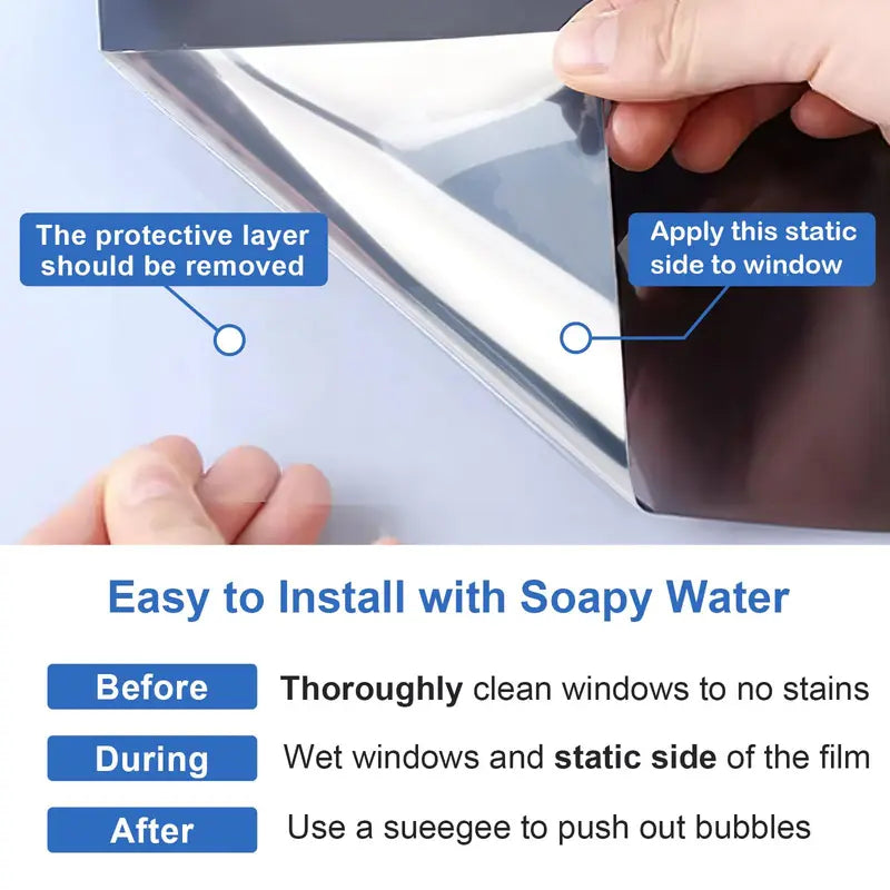 Black One-Way Mirror Privacy Window Film for Home & Office
