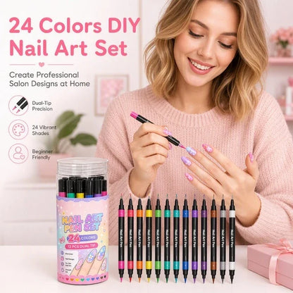 24-Color Nail Art Pens | Create Cute Nail Designs at Home