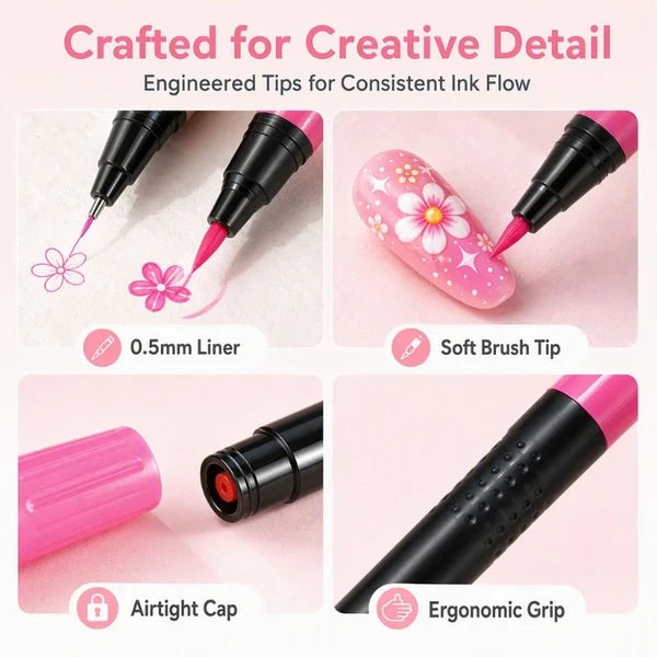 24-Color Nail Art Pens | Create Cute Nail Designs at Home