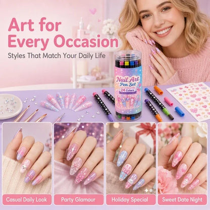 24-Color Nail Art Pens | Create Cute Nail Designs at Home