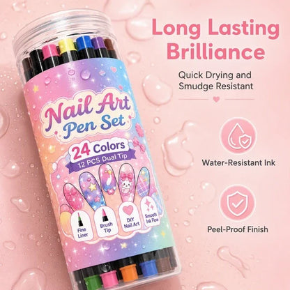 24-Color Nail Art Pens | Create Cute Nail Designs at Home