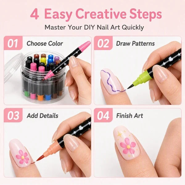 24-Color Nail Art Pens | Create Cute Nail Designs at Home
