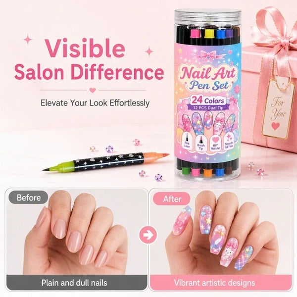 24-Color Nail Art Pens | Create Cute Nail Designs at Home