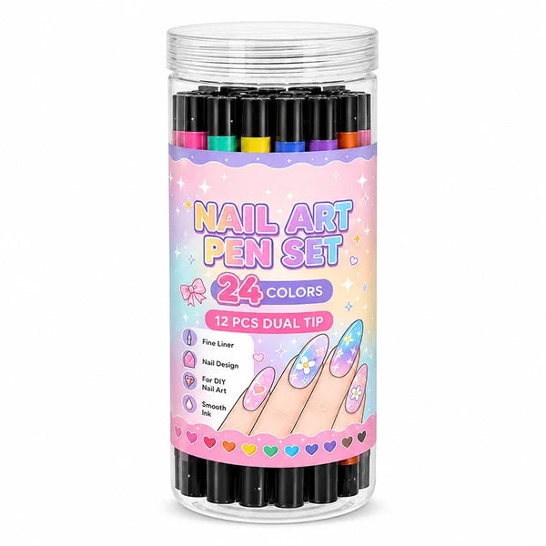 24-Color Nail Art Pens | Create Cute Nail Designs at Home