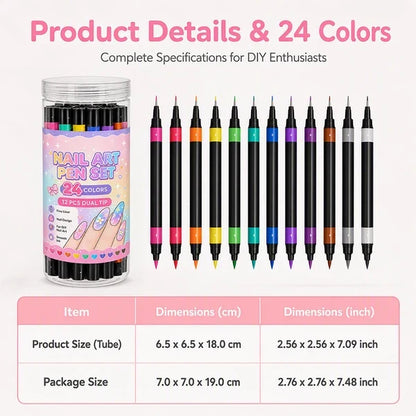 24-Color Nail Art Pens | Create Cute Nail Designs at Home