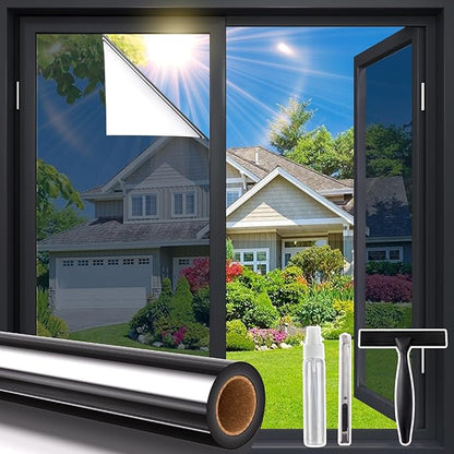 Black One-Way Mirror Privacy Window Film for Home & Office