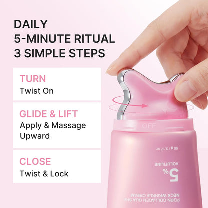 PDRN Collagen Gua Sha Neck Cream with Built-In Massager
