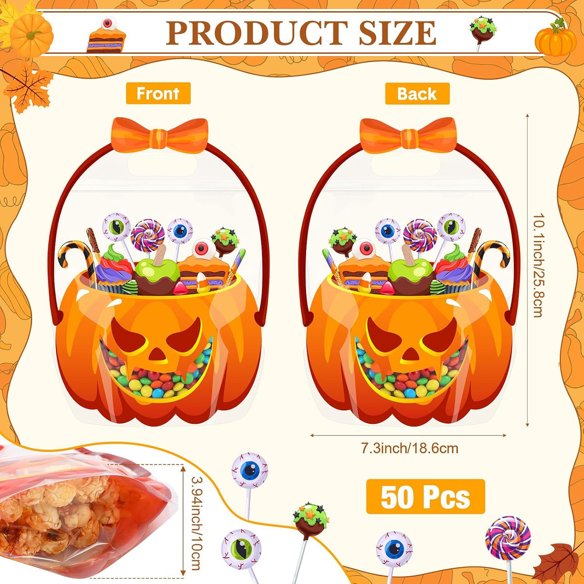 Halloween Treat Bags | Resealable Pumpkin Candy Bags