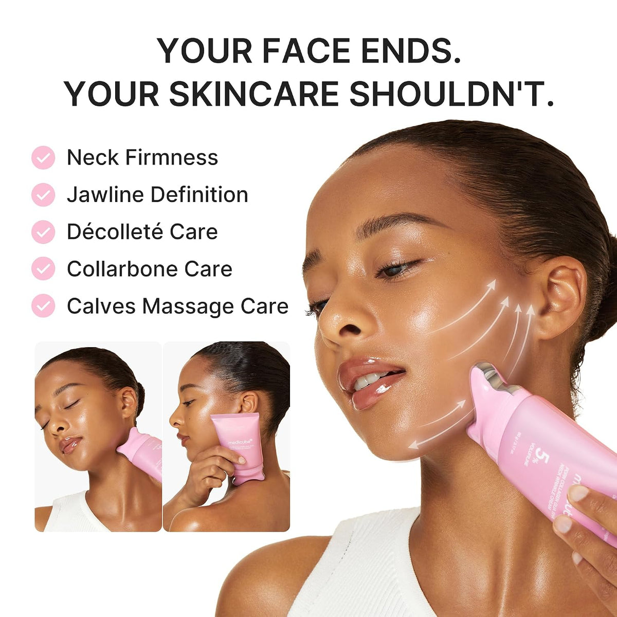 PDRN Collagen Gua Sha Neck Cream with Built-In Massager