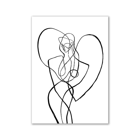 Modern Room Decor Aesthetic Black White Abstract Line Women Wall Art Canvas Printings Pictures for Home Design Wall Paintings