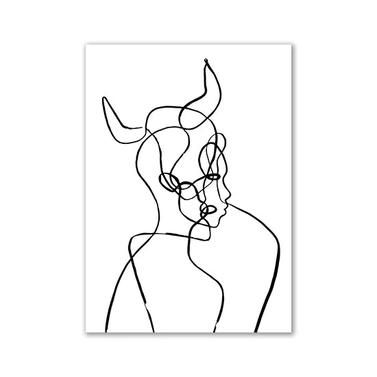 Modern Room Decor Aesthetic Black White Abstract Line Women Wall Art Canvas Printings Pictures for Home Design Wall Paintings