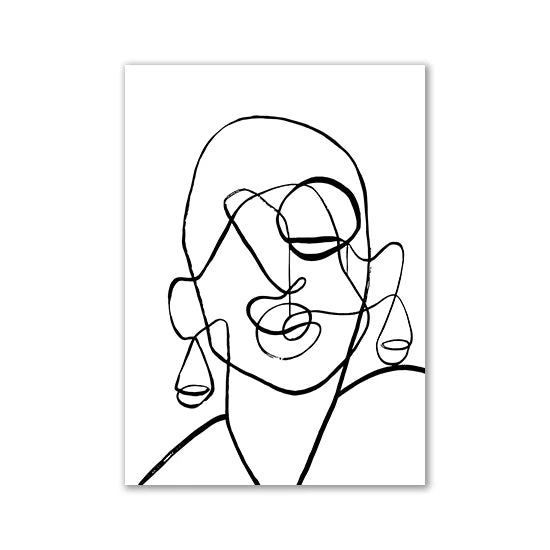 Modern Room Decor Aesthetic Black White Abstract Line Women Wall Art Canvas Printings Pictures for Home Design Wall Paintings