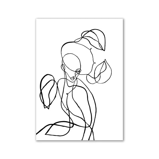 Modern Room Decor Aesthetic Black White Abstract Line Women Wall Art Canvas Printings Pictures for Home Design Wall Paintings