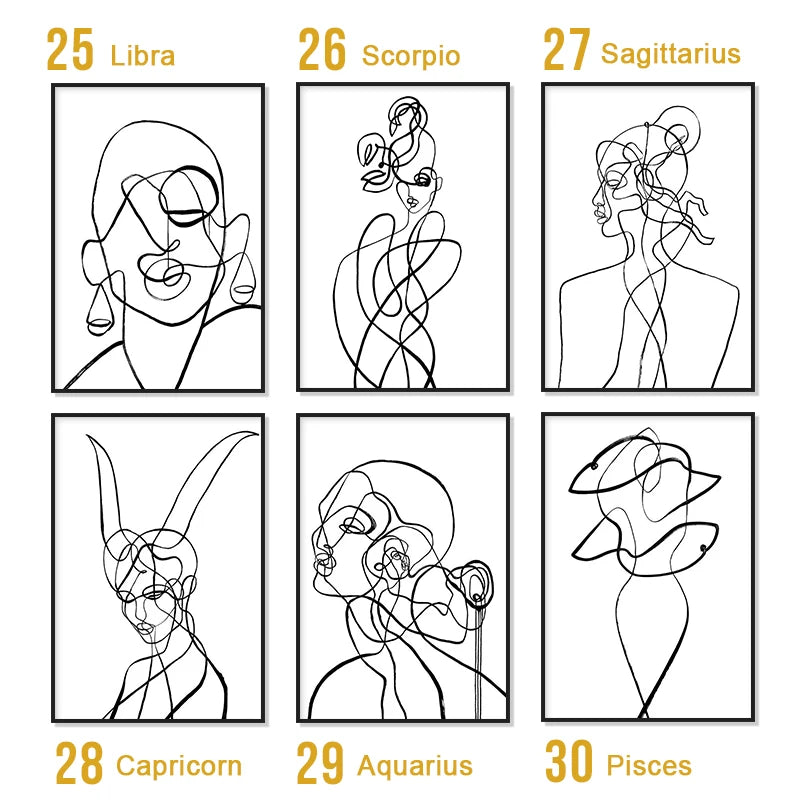 Modern Room Decor Aesthetic Black White Abstract Line Women Wall Art Canvas Printings Pictures for Home Design Wall Paintings