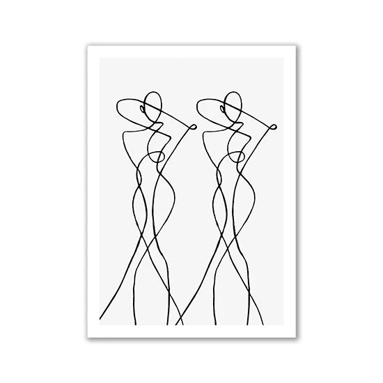 Modern Room Decor Aesthetic Black White Abstract Line Women Wall Art Canvas Printings Pictures for Home Design Wall Paintings