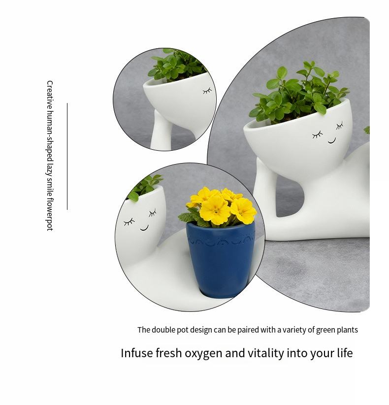 Funny Lazy Boy Planter | Quirky Resin Plant Pot for Home & Desk