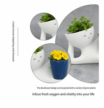 Funny Lazy Boy Planter | Quirky Resin Plant Pot for Home & Desk