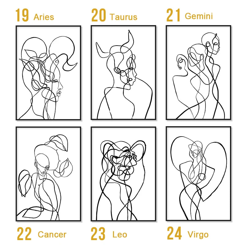 Modern Room Decor Aesthetic Black White Abstract Line Women Wall Art Canvas Printings Pictures for Home Design Wall Paintings