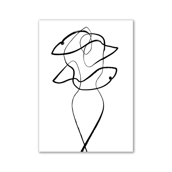 Modern Room Decor Aesthetic Black White Abstract Line Women Wall Art Canvas Printings Pictures for Home Design Wall Paintings