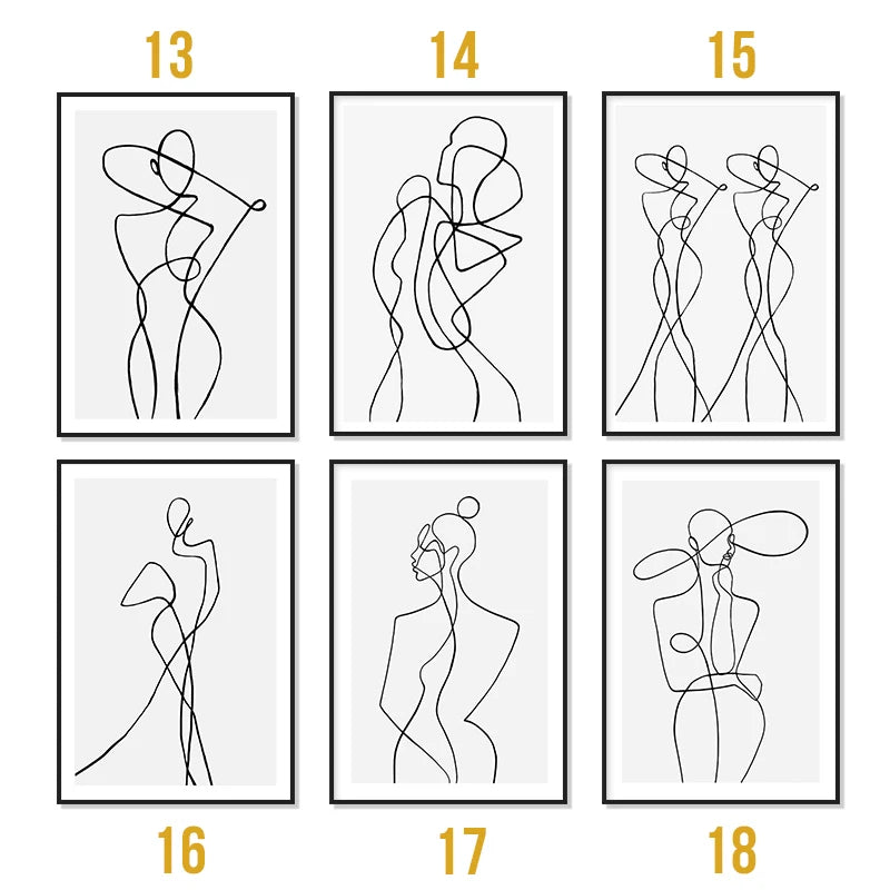 Modern Room Decor Aesthetic Black White Abstract Line Women Wall Art Canvas Printings Pictures for Home Design Wall Paintings