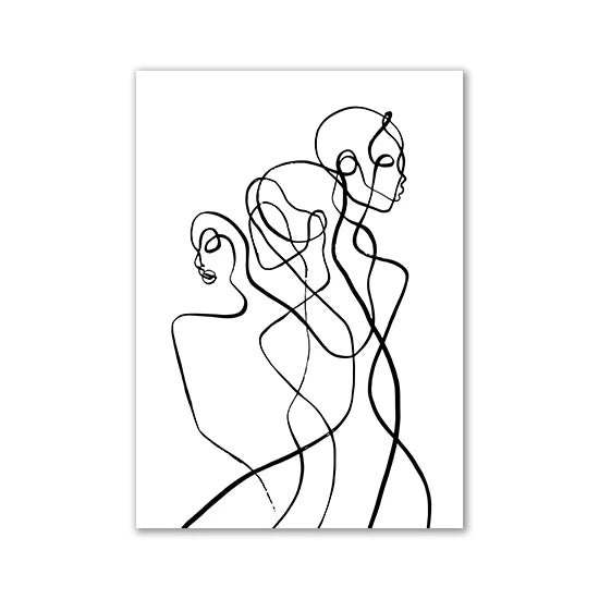 Modern Room Decor Aesthetic Black White Abstract Line Women Wall Art Canvas Printings Pictures for Home Design Wall Paintings