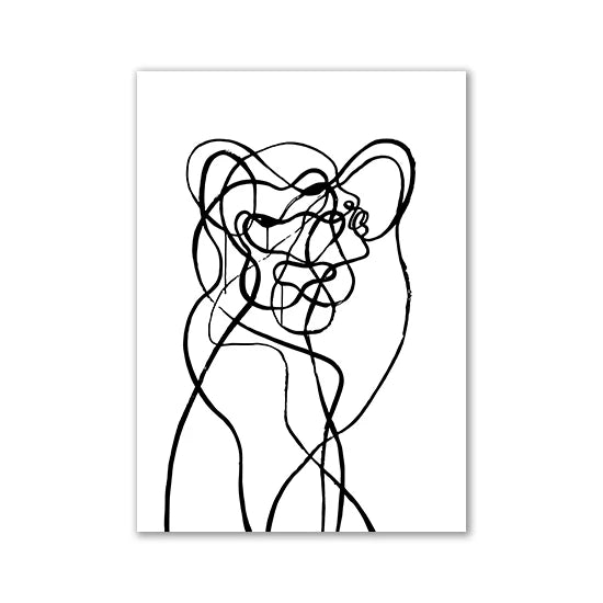 Modern Room Decor Aesthetic Black White Abstract Line Women Wall Art Canvas Printings Pictures for Home Design Wall Paintings