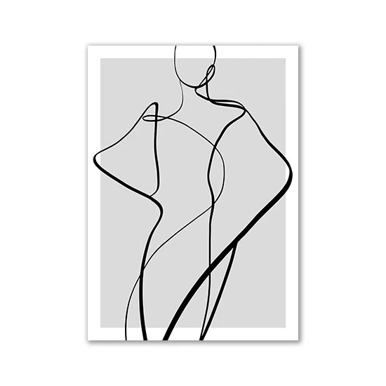 Modern Room Decor Aesthetic Black White Abstract Line Women Wall Art Canvas Printings Pictures for Home Design Wall Paintings