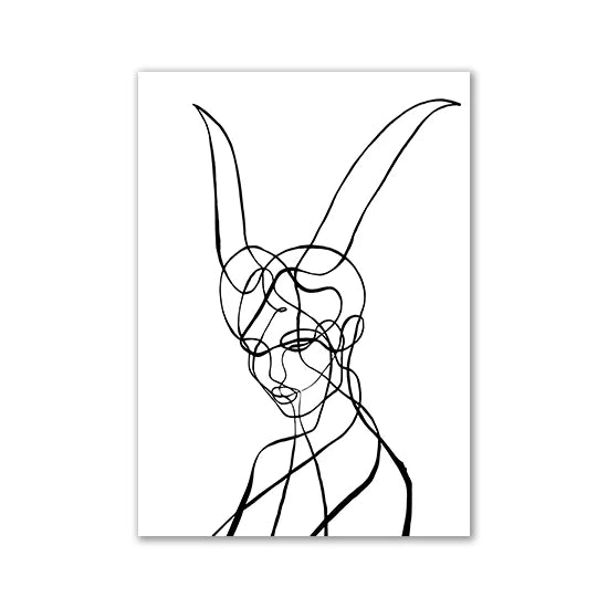 Modern Room Decor Aesthetic Black White Abstract Line Women Wall Art Canvas Printings Pictures for Home Design Wall Paintings