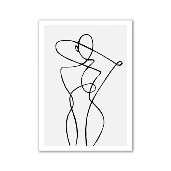 Modern Room Decor Aesthetic Black White Abstract Line Women Wall Art Canvas Printings Pictures for Home Design Wall Paintings