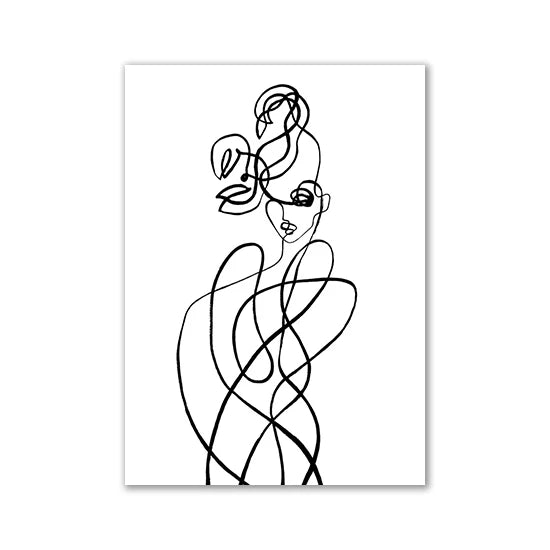Modern Room Decor Aesthetic Black White Abstract Line Women Wall Art Canvas Printings Pictures for Home Design Wall Paintings