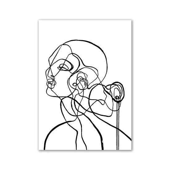 Modern Room Decor Aesthetic Black White Abstract Line Women Wall Art Canvas Printings Pictures for Home Design Wall Paintings