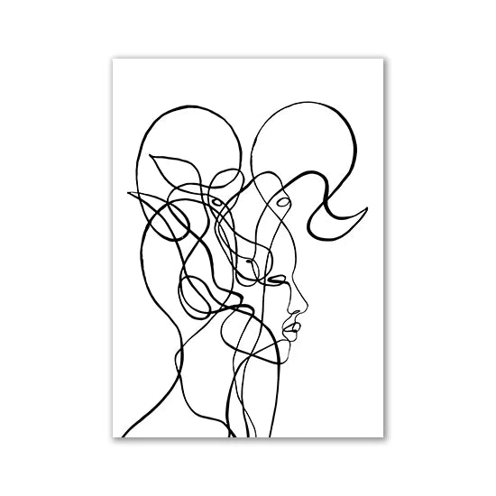 Modern Room Decor Aesthetic Black White Abstract Line Women Wall Art Canvas Printings Pictures for Home Design Wall Paintings