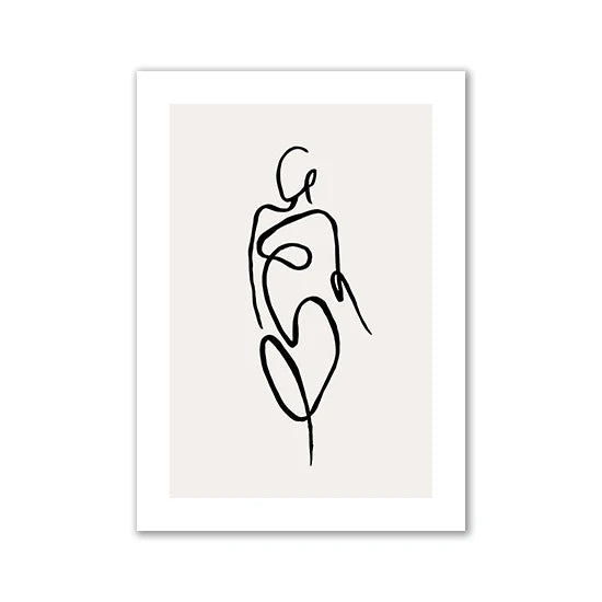 Modern Room Decor Aesthetic Black White Abstract Line Women Wall Art Canvas Printings Pictures for Home Design Wall Paintings