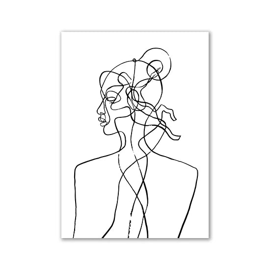 Modern Room Decor Aesthetic Black White Abstract Line Women Wall Art Canvas Printings Pictures for Home Design Wall Paintings