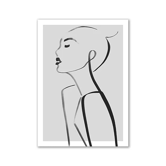 Modern Room Decor Aesthetic Black White Abstract Line Women Wall Art Canvas Printings Pictures for Home Design Wall Paintings