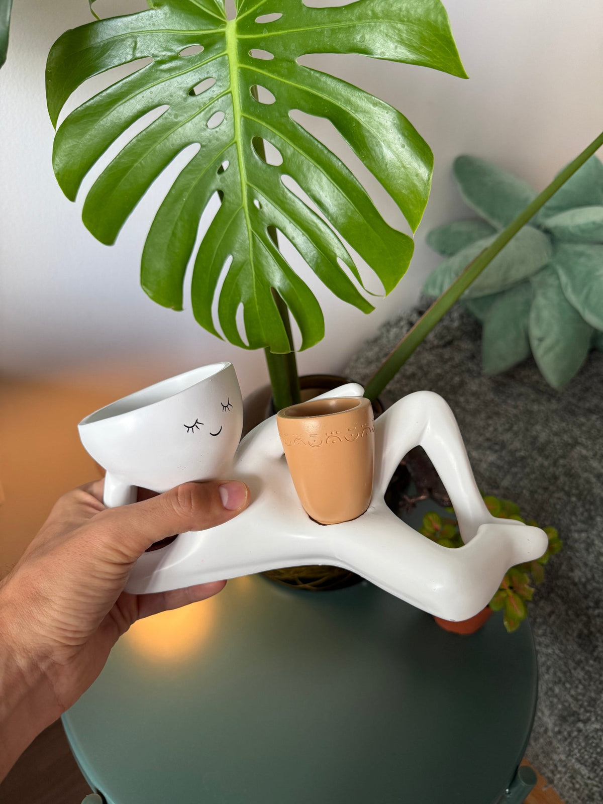Funny Lazy Boy Planter | Quirky Resin Plant Pot for Home & Desk