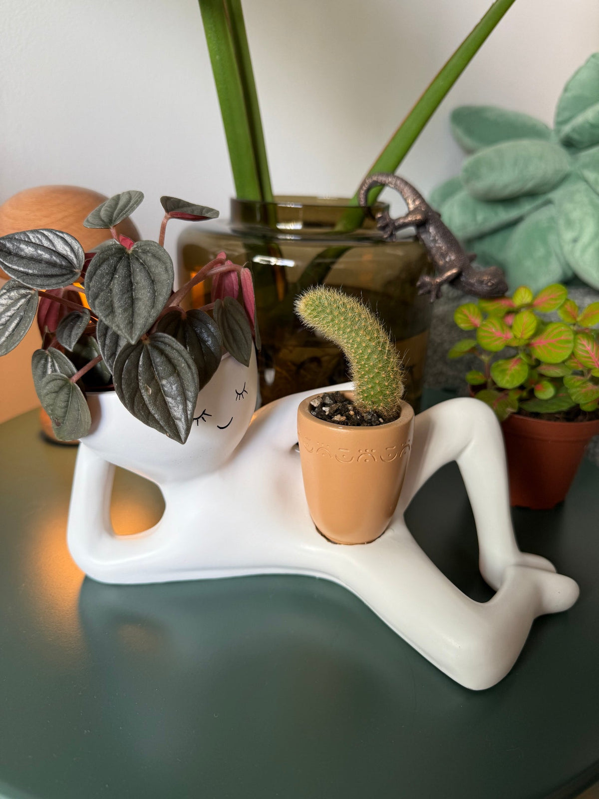 Funny Lazy Boy Planter | Quirky Resin Plant Pot for Home & Desk