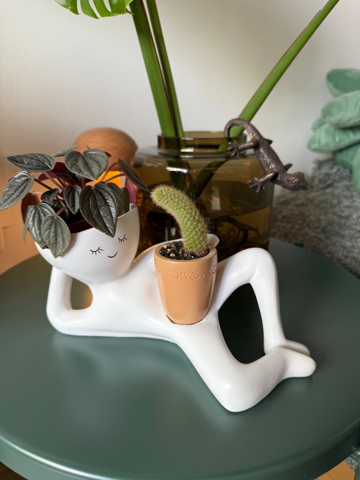 Funny Lazy Boy Planter | Quirky Resin Plant Pot for Home & Desk