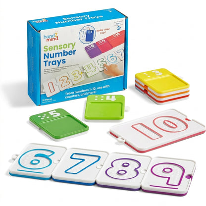 Hand2Mind Sensory Number Trays | Tactile Counting & Tracing Toy for Preschool Math
