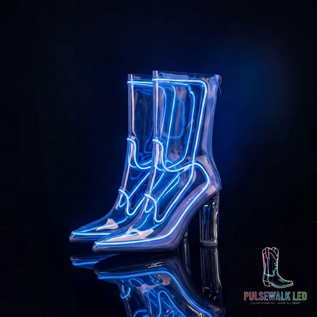 PulseWalk™ LED Light-Up Boots | Clear Glow Boots for Parties & Festivals