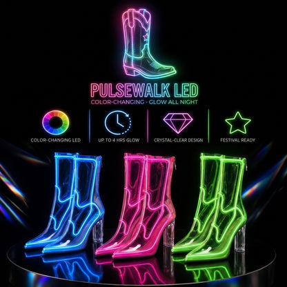 PulseWalk™ LED Light-Up Boots | Clear Glow Boots for Parties & Festivals