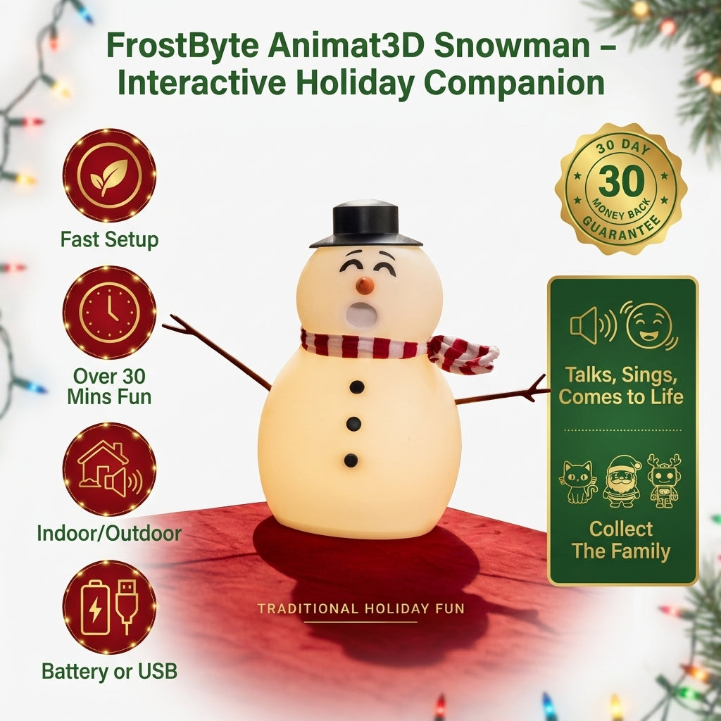FrostByte Talking Snowman | Animated Christmas Decoration with Light & Sound