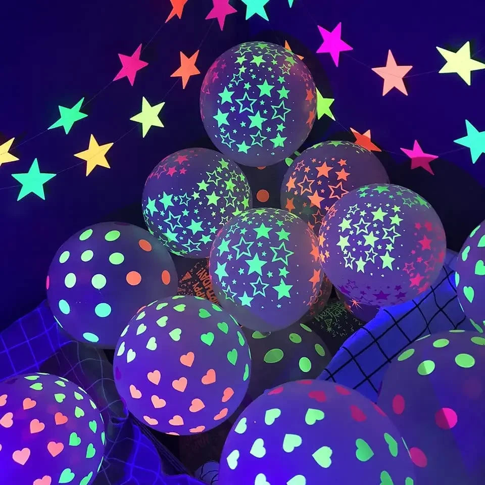60/10PCS Fluorescent Balloons Glow In The Dark Luminous Dots Latex Balloon For Birthday Wedding Party Decoration Kids Gifts Toys