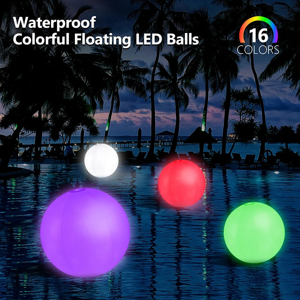 Garden Luminous LED Ball 16 Colors Luminous Bouncy Ball Swimming Pool Luminous Inflatable Balloon Beach Wedding Party Decoration