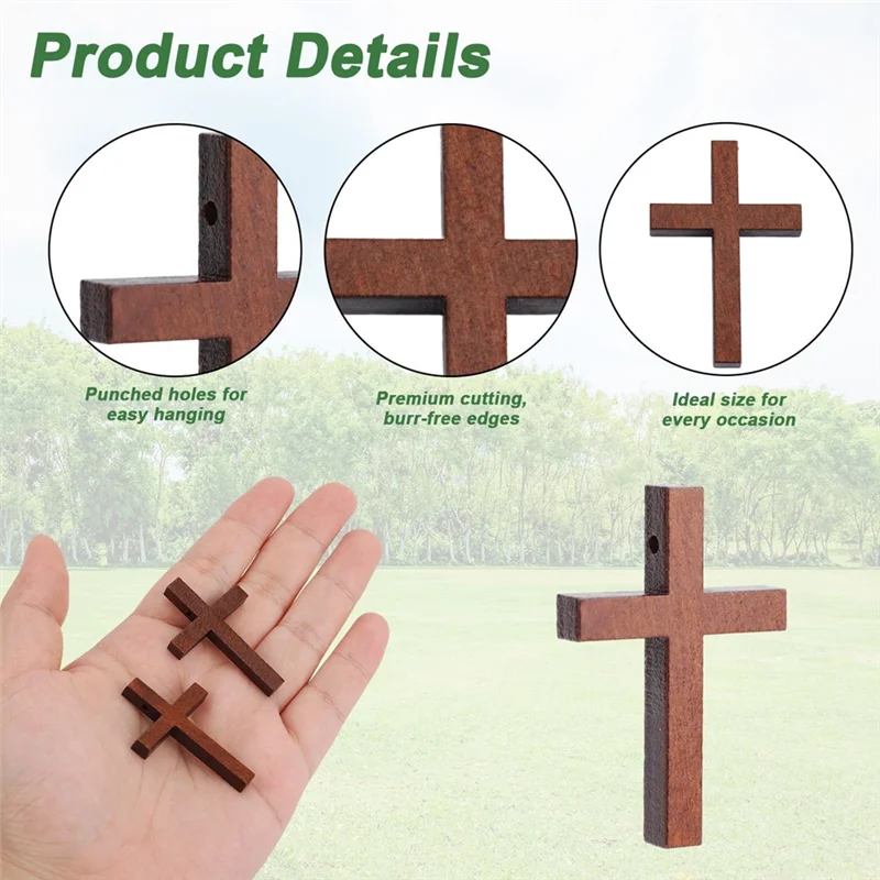 KYCOR-Christian For Pocket Prayers Crafts 100Pcs Mini Wooden Crosses Small Pendant Charm For Easter Egg Fillers Gifts