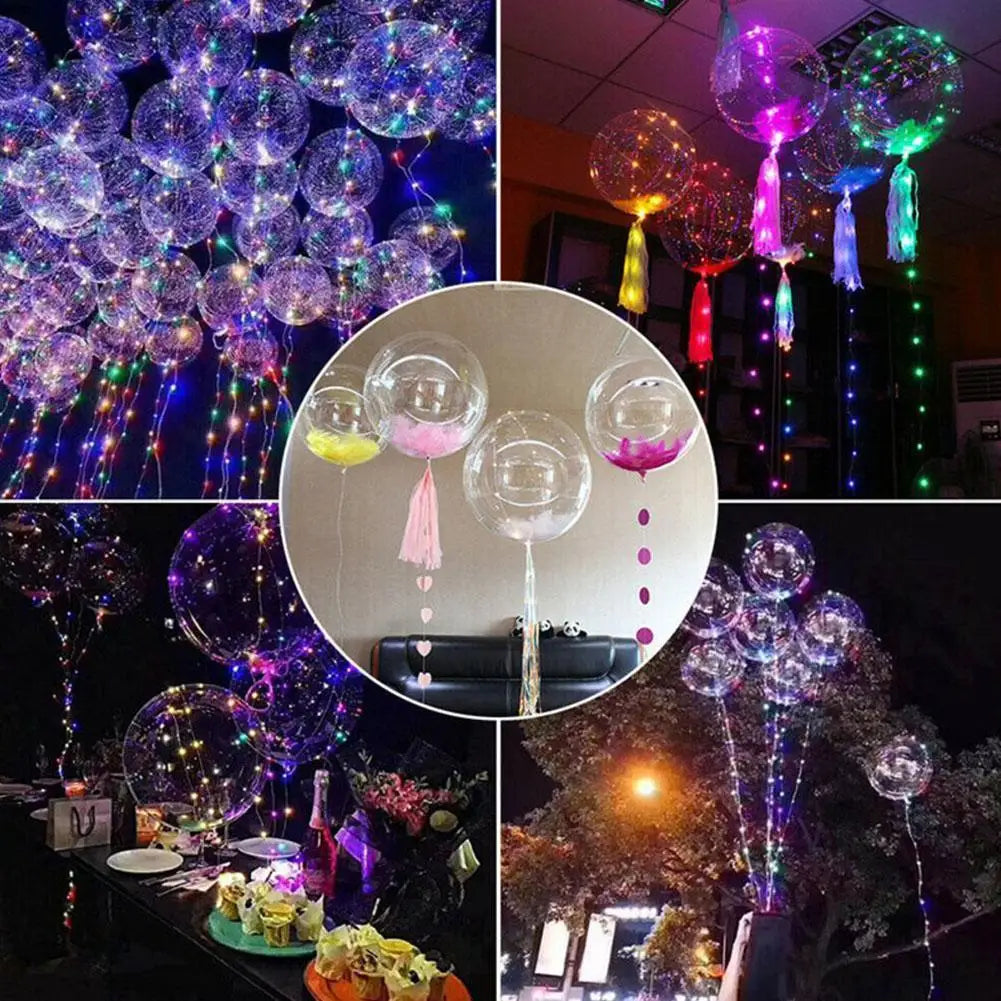 3PCS LED Balloon With Light Transparent Helium Bobo Ballons For Wedding Birthday Christmas Party Decoration LED Light Balloons