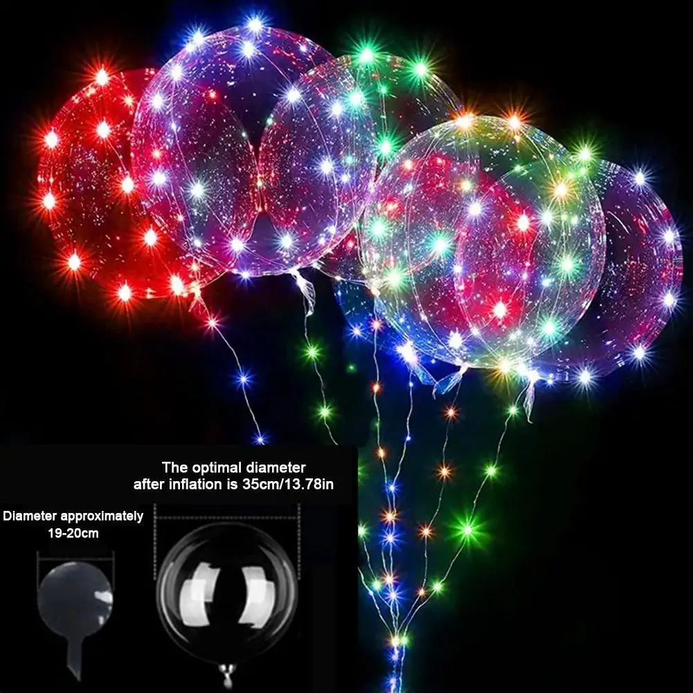 3PCS LED Balloon With Light Transparent Helium Bobo Ballons For Wedding Birthday Christmas Party Decoration LED Light Balloons