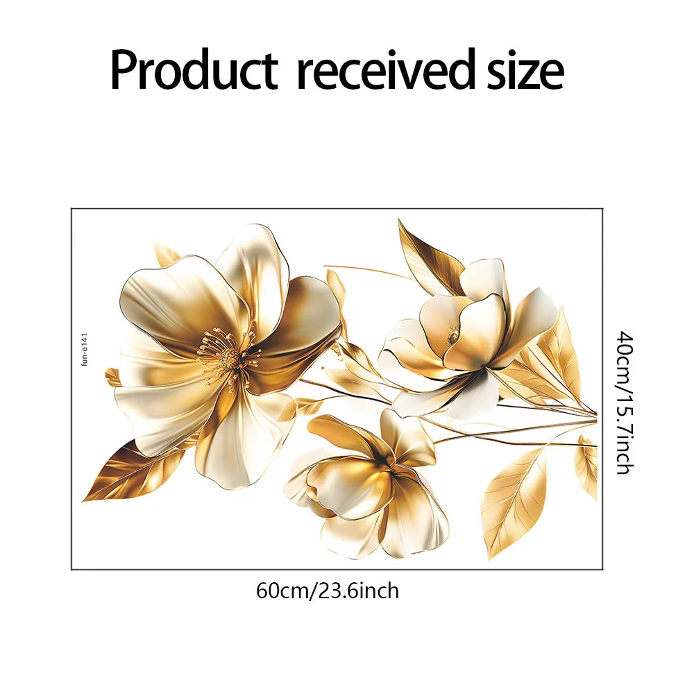 Creative Golden Floral Aesthetic Home Decoration Wallpaper Living Room Modern Art Mural Bedroom Toilet Decal Bathroom Wall Decor